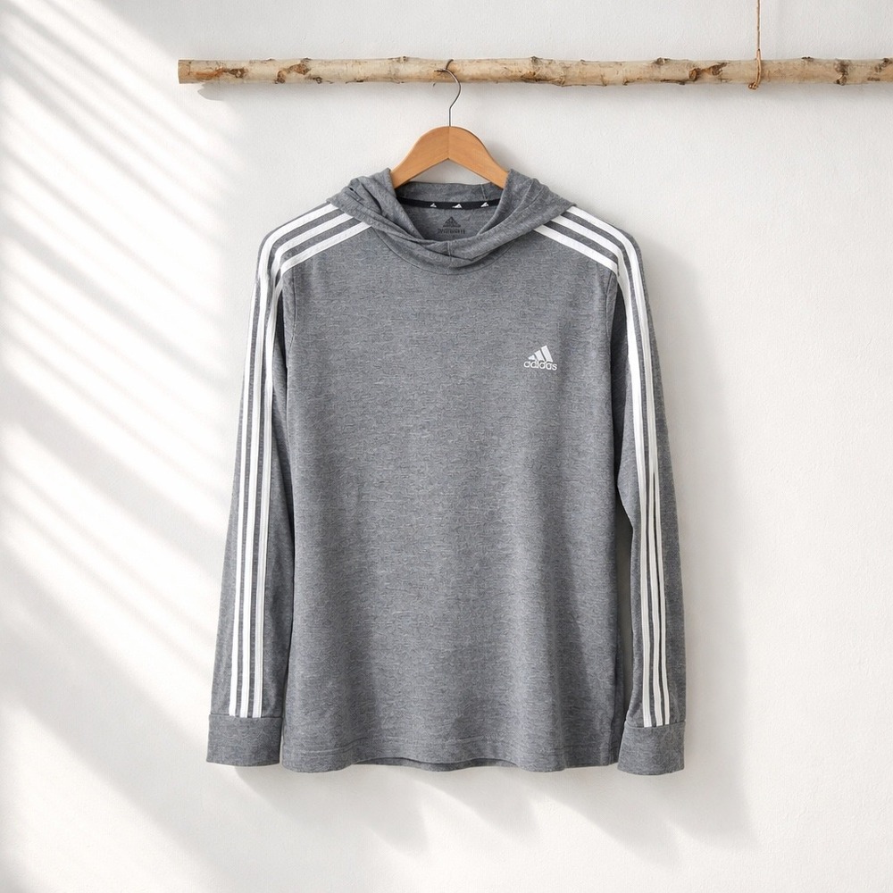 Adidas Aeroready Primegreen Grey Long Sleeve Hoodie Shirt Womens‎ L Athleisure
